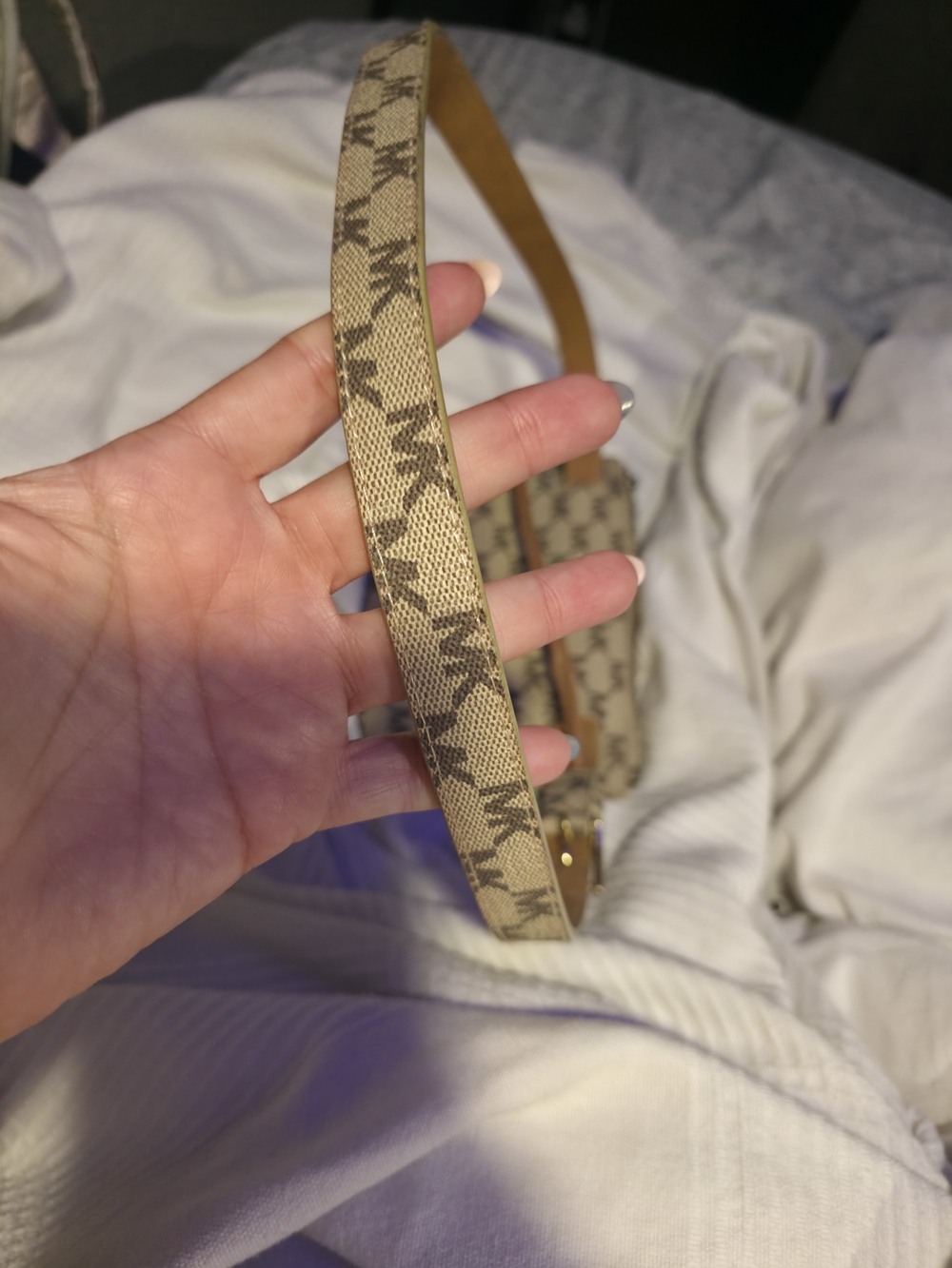 Michael Kors Beige Signature MK Crossbody Wristlet - Picture 3 of 5
